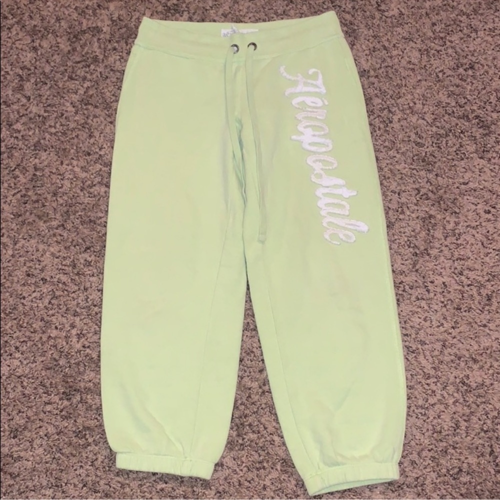 Aeropostale Light Green Joggers with White Logo